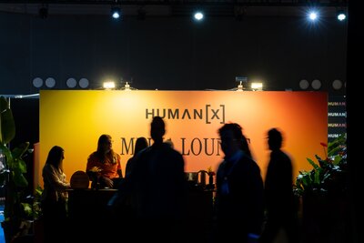 Liz Claman hosts her show from the humanx show floor at humanx