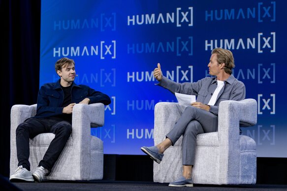 Anton Osika, Lovable, and Nico Rosberg, Rosberg Ventures at HumanX SF's center stage